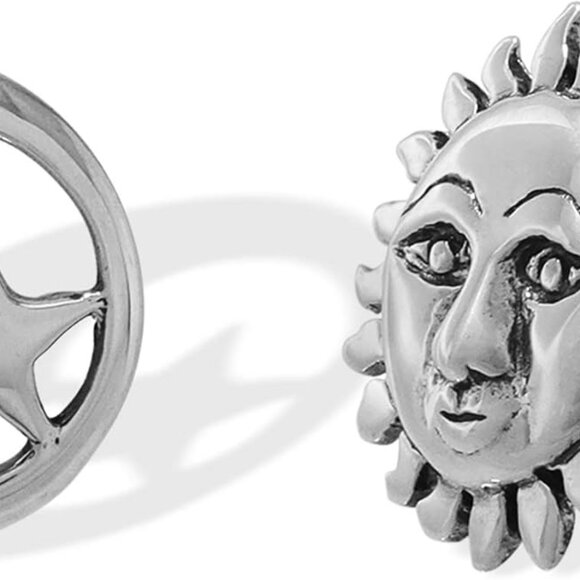 Sterling Silver Sun Moon Star Mismatched Stud Earrings Womens Jewelry - Picture 1 of 6